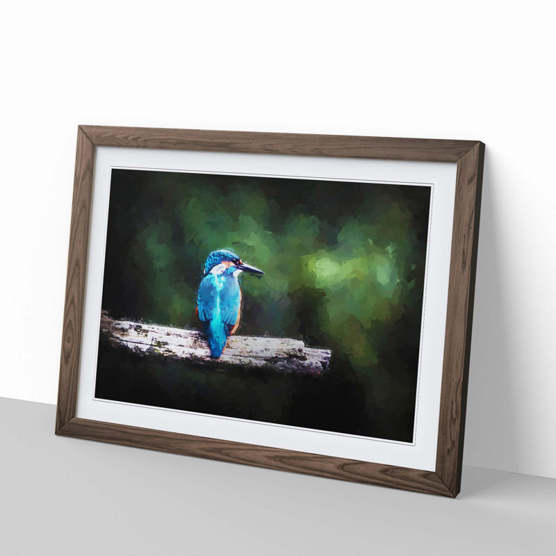 Kingfisher Looking West in Abstract - Picture Frame Painting Print, Walnut, 40cm H x 60cm W x 2cm D