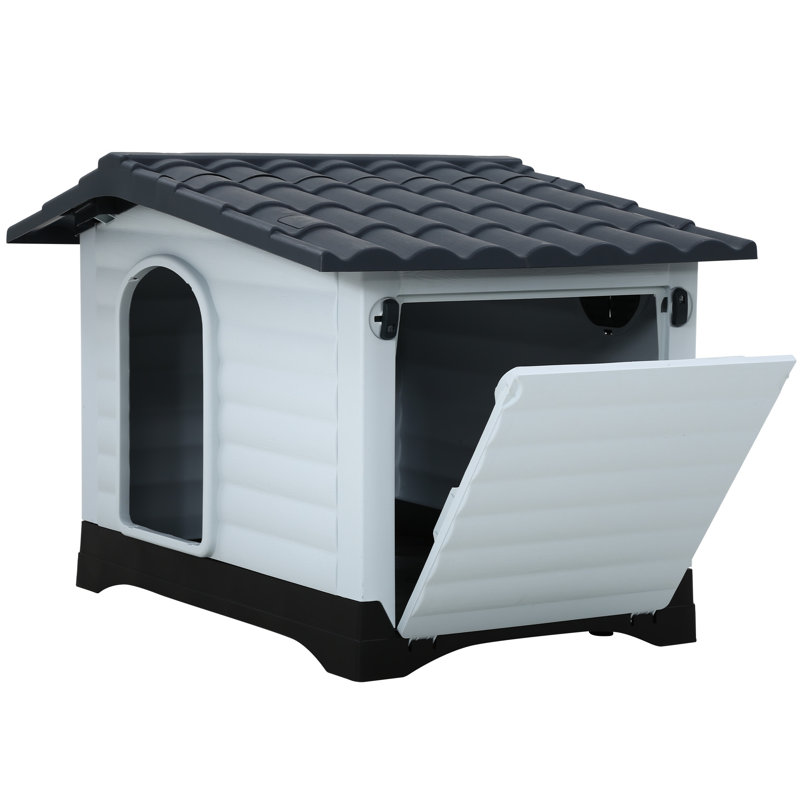 Large White and Black Plastic Raised Dog House