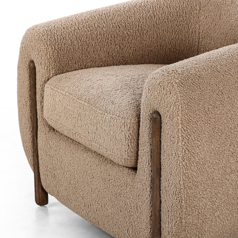 Lyla 38" W Polyester Blend Barrel Chair, Sheepskin Camel Sherpa