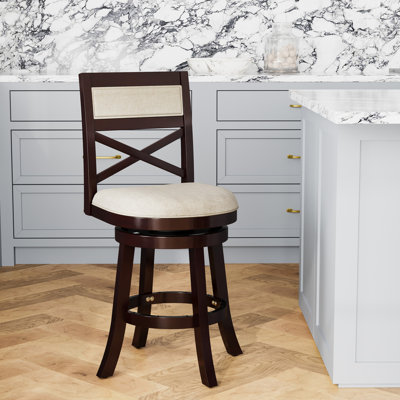Tabouret pivotant 24 po en tissu beige