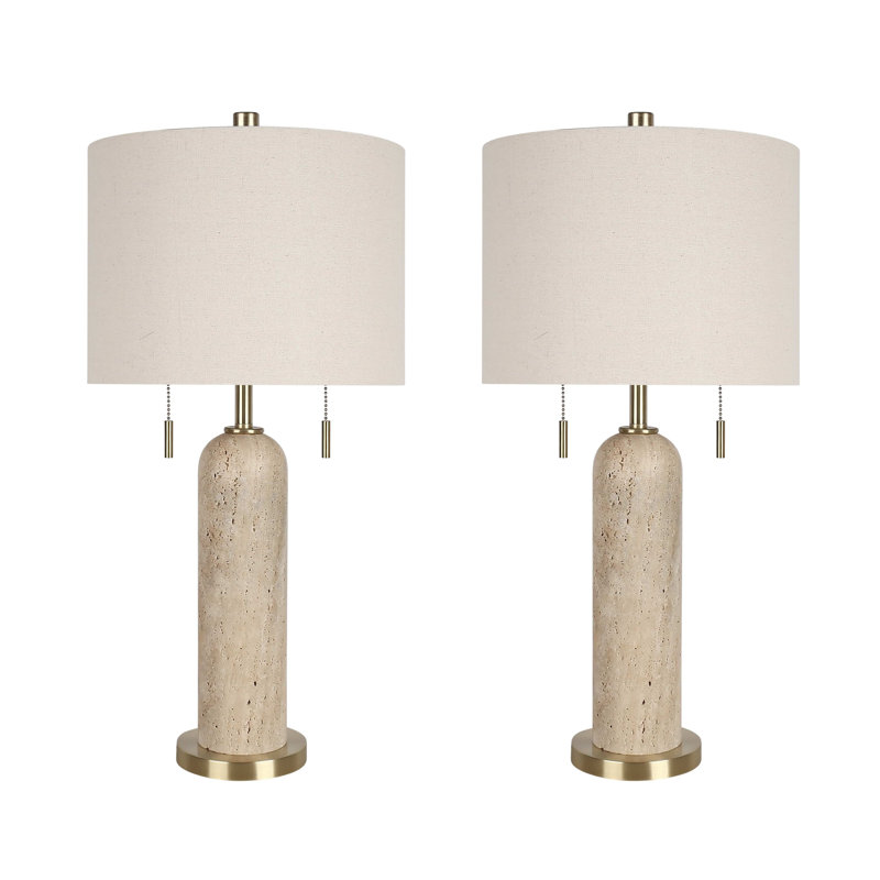 Lampe de table Travertine Elegance - Or doux - Ensemble de 2