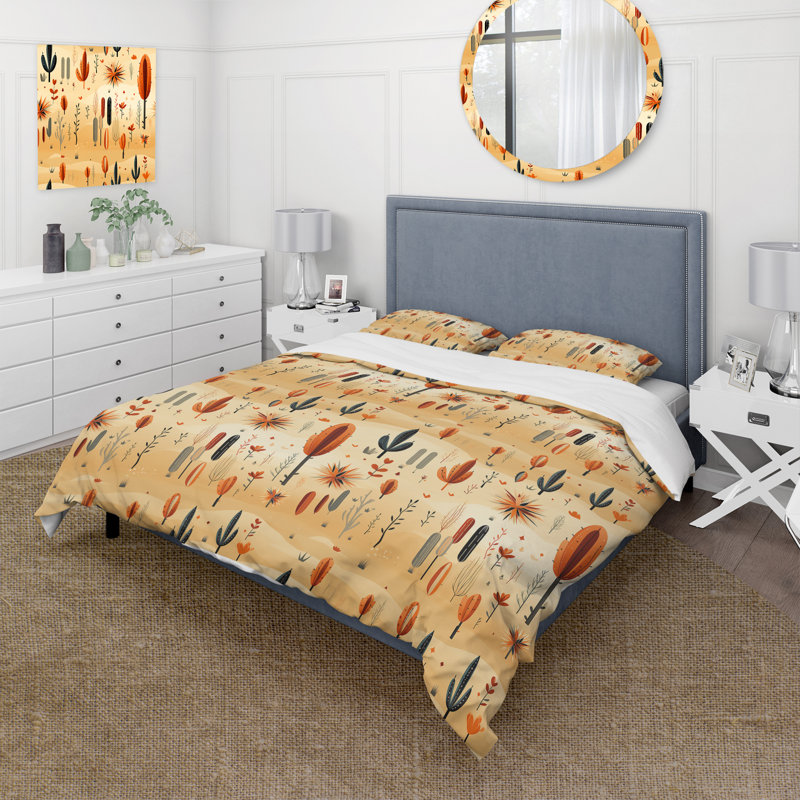 Ensemble de housse de couette en microfibre Cactus Desert Dreams, Housse de couette simple + 1 taie décorative stan