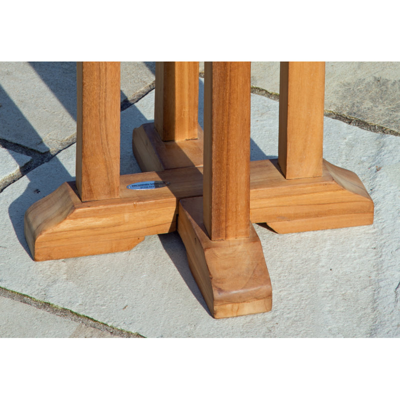 Piekos Round Teak Solid Wood Outdoor Bistro Table - 60 cm W 60 cm D