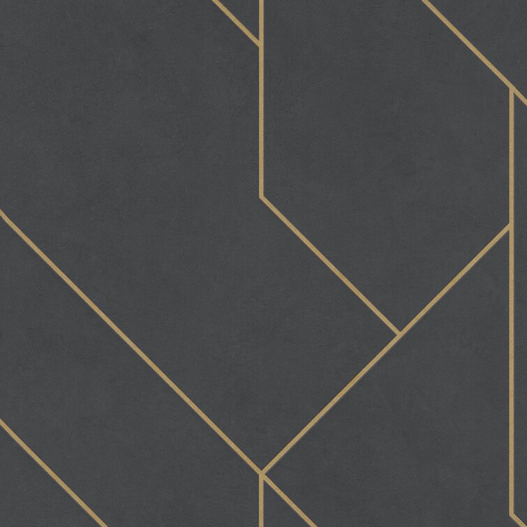 Exposed Geometric Three Dimensional Metallic Lines 33' L x 21" W Wallpaper Roll