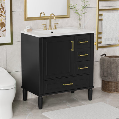 30" Single Bathroom Vanity With Ceramic Top