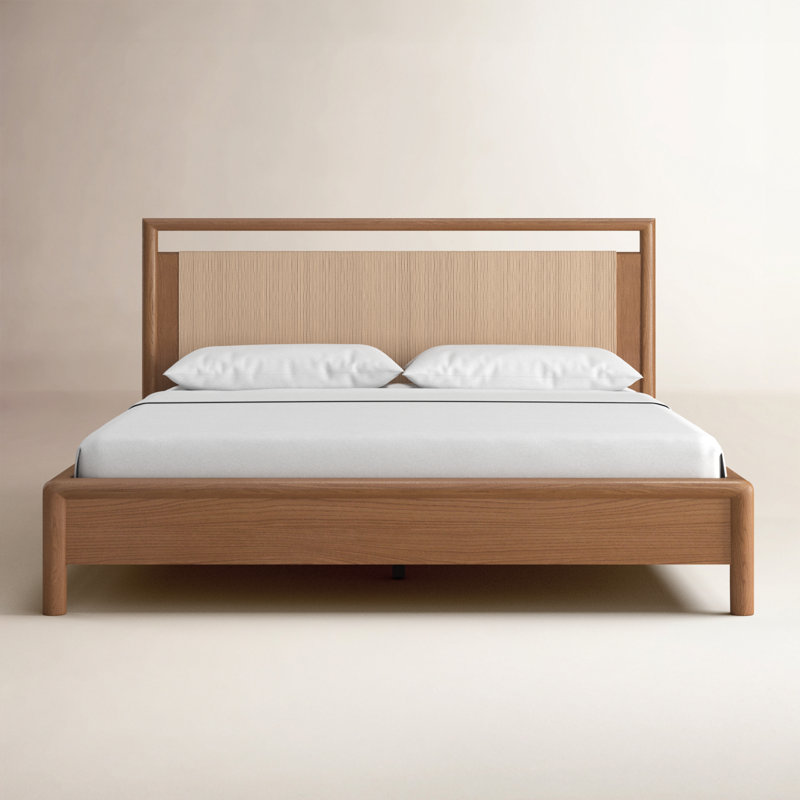 Corda Oak Wood Brown Queen Platform Bed, California King