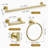 Brushed Gold 5-Piece Bathroom Hardware Set, 23.6" Stainless Steel Towel Bar, Ring, Hook, Toilet Paper Holder