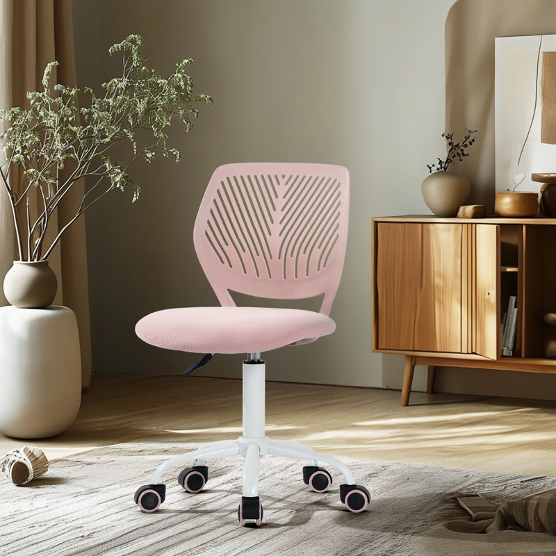 Chaise de bureau pivotante ajustable pour adolescent, Rose, Blanc