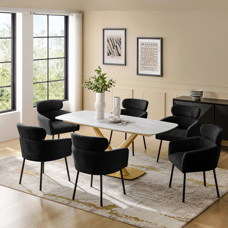 Orletta 7 - Piece Modern Dining Set, Black, Black, Black