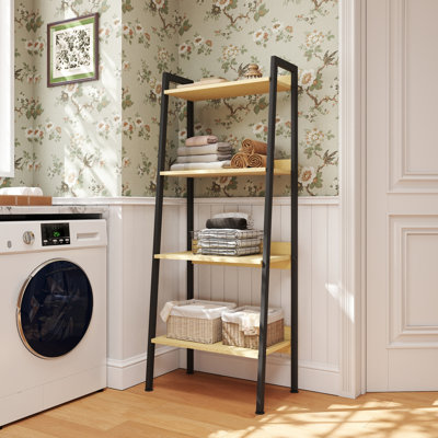 Ladder Bookcase, 4 Tier 22" Wide Steel Storage Shelf with Anti-Tip Feature