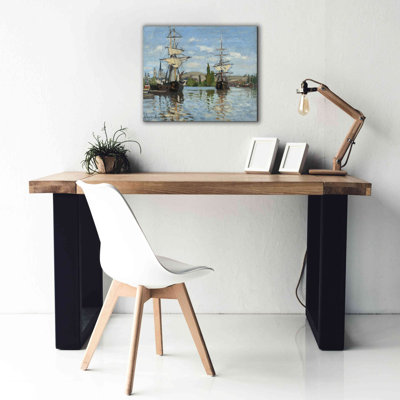 «Pirtleville Ships Riding on the Serine at Roue» par Claude Monet - reproduction d'art sur toile tendue