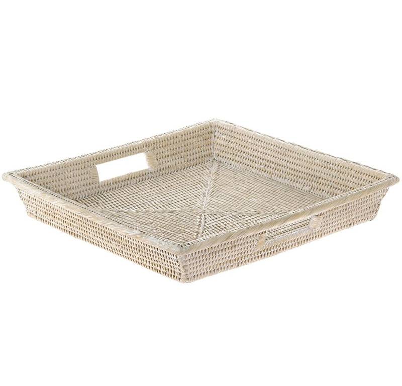 Everard Wicker Tray, White Wash