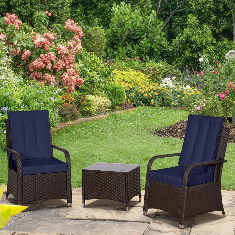 Amyrie 2 - Person Patio Dining Set with Rectangular Table , Cushions Included