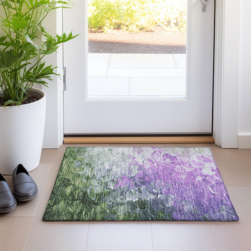 Tapis mauve intérieur / extérieur lavable à la machine Cinead ACN1674, Rectangle 1 pi 8 po x 2 pi 6 po