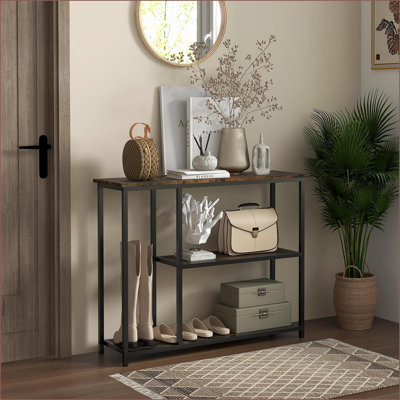3-Tier Black Industrial Coffee Table 70.87 Inch – Space-Saving for Entryway, Living Room &amp; Hallway
