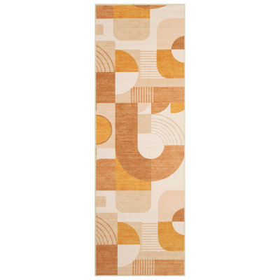 Runner Rug, Soft Modern Abstract Washable 2x6 Rugs for Hallways Kitchen Bedroom Entryway Non Slip Carpet Long Indoor Rug Runners, Orange/Pink, 2'x6'