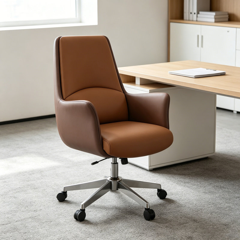 52.76" Minimalist Business Brown Executive Chair, Comfortable for Long Hours, Height Adjustable, Computer Chair for Conference Room & Home Study