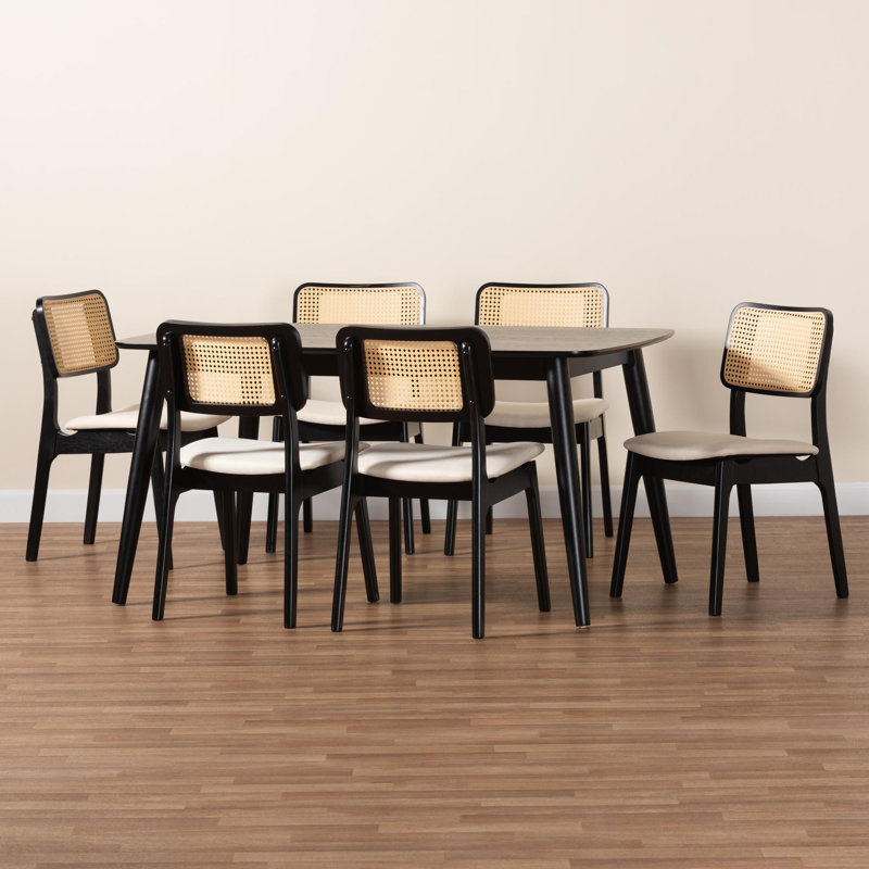 Ensemble repas pour 6 personnes Nancy, Noir, Crème, crème