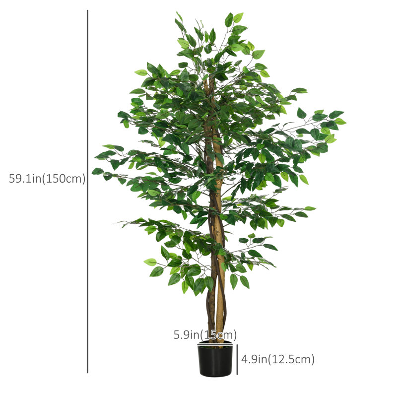 Ensemble de 2 ficus artificiels en pot, H 59 po x l 5,9 po x P 5,9 po