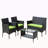 4 PC Rattan Patio Furniture Set Outdoor Patio Cushioned Seat Wicker Sofa-1989023195