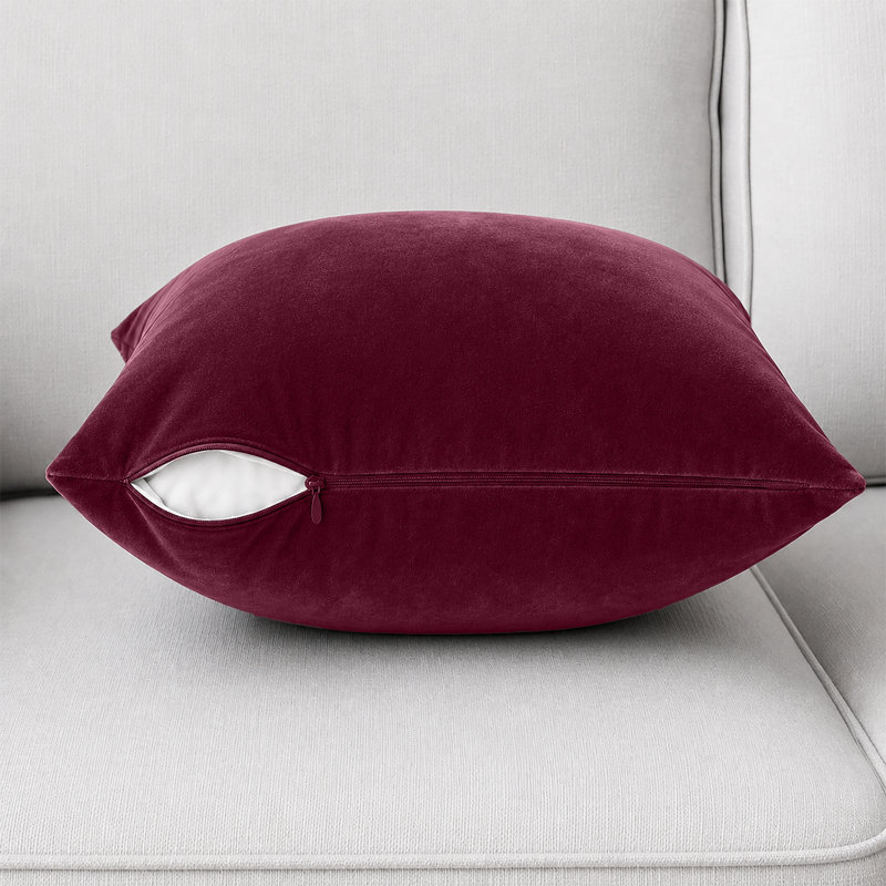 Luxury Velvet Soft Decorative Throw Cushion Cover Set of 8 Cases , Burgundy