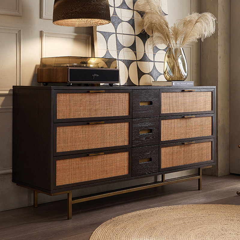 Solid wood rattan creative cabinet