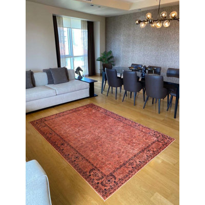 Coton à imprimé numérique oriental orange Toscana; Tapis chenille antidérapant