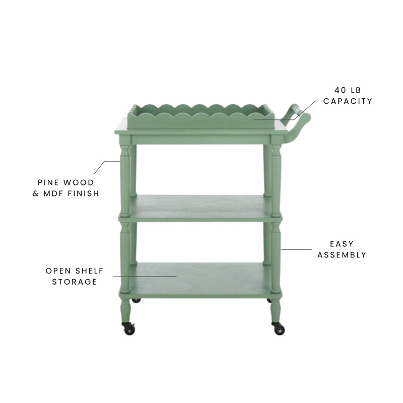 Haven 3 Tier Dining Cart, Sage Green
