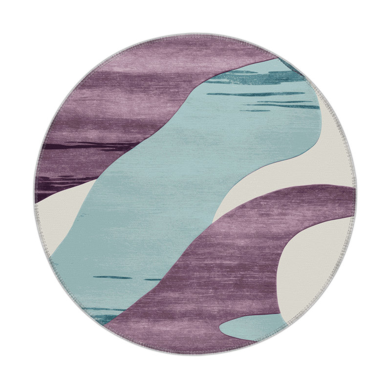 Watercolor Blue Indoor and Outdoor Area Rug, Round 5'