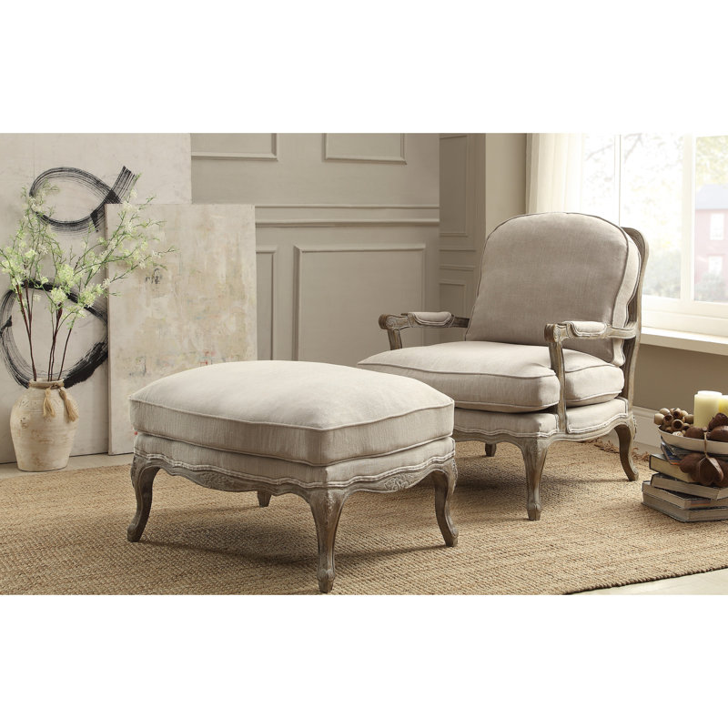 Accent pour l'espace de vie, revêtement gris patiné, pieds en bois massif avec siège en mousse texturée, bois, contreplaqué