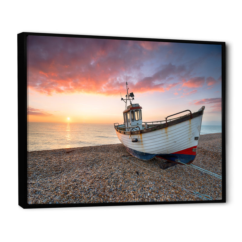" Sailing Boat Solitude Photo I ", Black Floater Framed, 30" H x 40" W x 1.5" D
