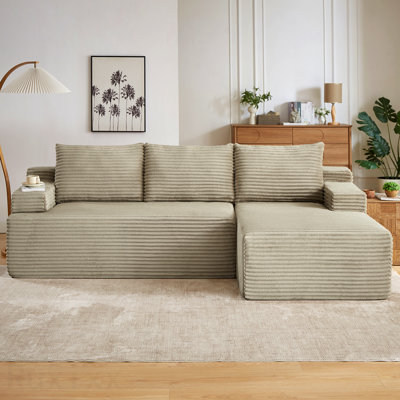 Canapé modulaire en L avec siège profond, sans assemblage requis, canapé modulaire pour salon, chambre à coucher, appartement, chameau
