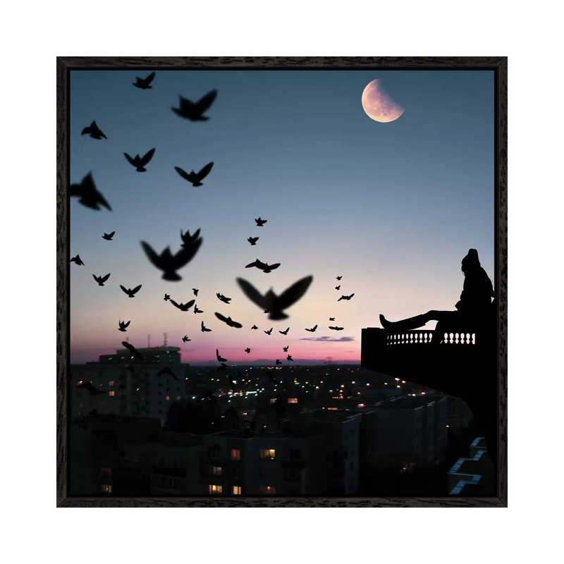 Balcony View 1 Piece Wall Art on Canvas, 45.72 cm H x 45.72 cm W, Black Framed
