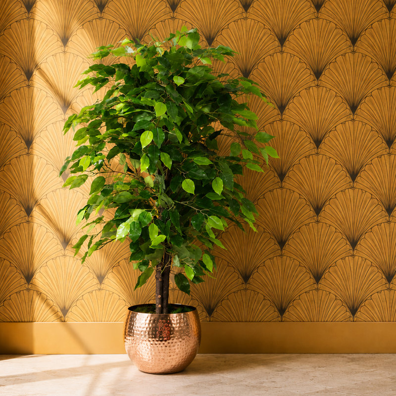 90cm Faux Tree in Metal Planter, Gold