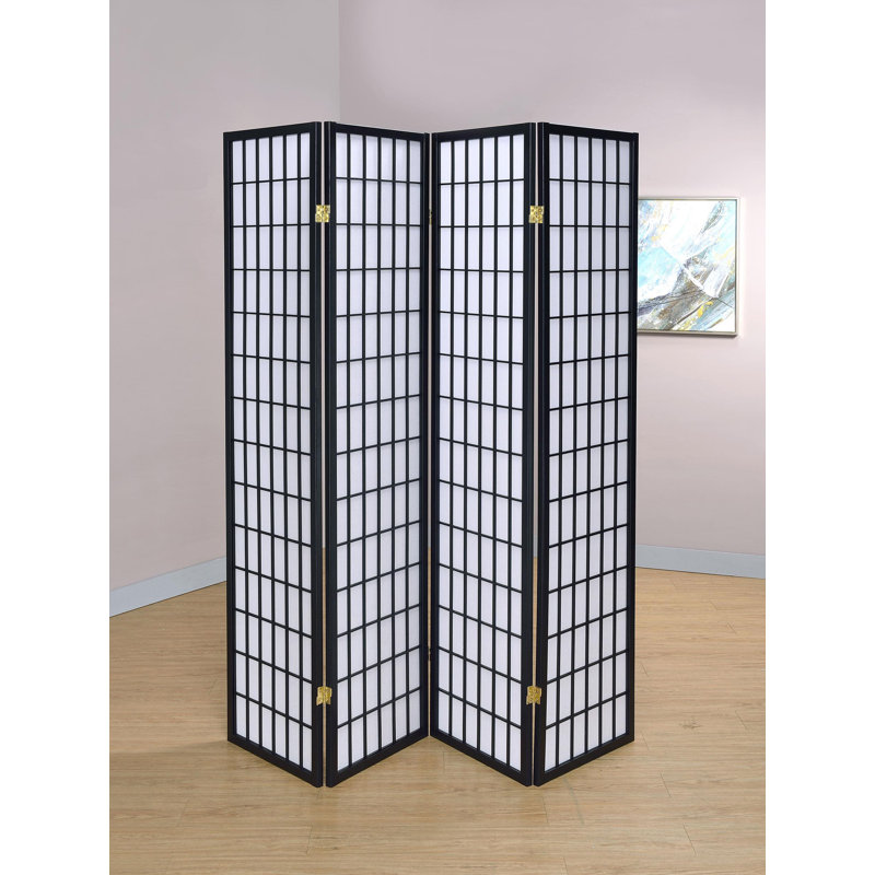 Cloison 4 panneaux en bois massif l 69,5 "x H 70,25" Ashwika - Noir, Noir, 4, H 70,25 po x l 69,5 po x P 0,75 po