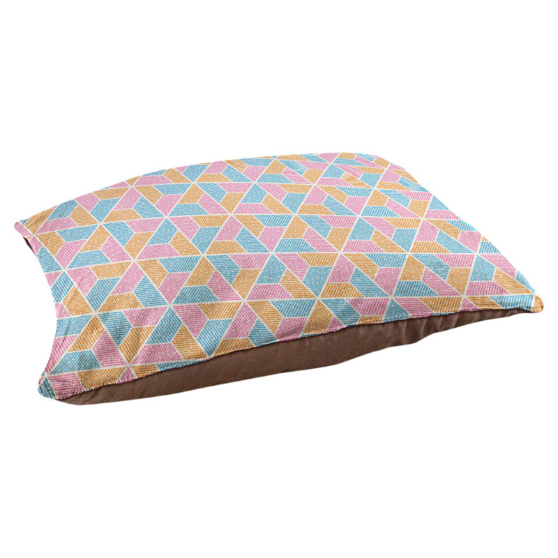 Coussin pour chien Byrge Trapezoids, Moyen (l 28 po x P 18 po x H 19,5 po), Bleu/rose/orange