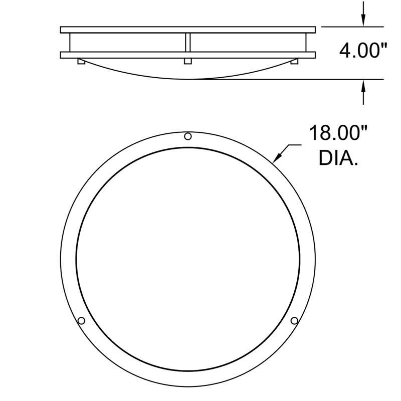 Plafonnier encastré Solero III, Acier brossé, H 4 po x l 18 po x P 18 po
