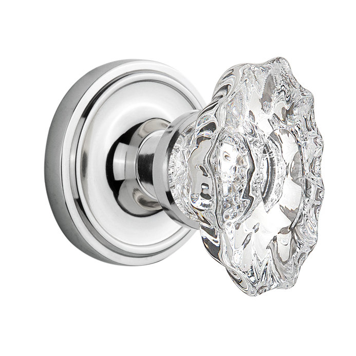 Rosette classique avec bouton de porte de château, 2.75", Chrome brillant