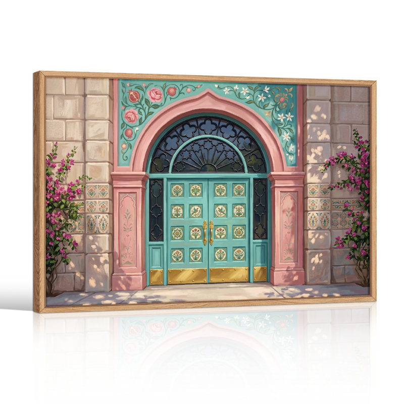 Ensemble de 1 tableau sur toile en forme d'arche florale, 32"H x 48"W, Natural
