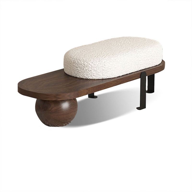 Banc rembourré blanc noisette, H 17,72 po x l 47,24 po x P 13,78 po