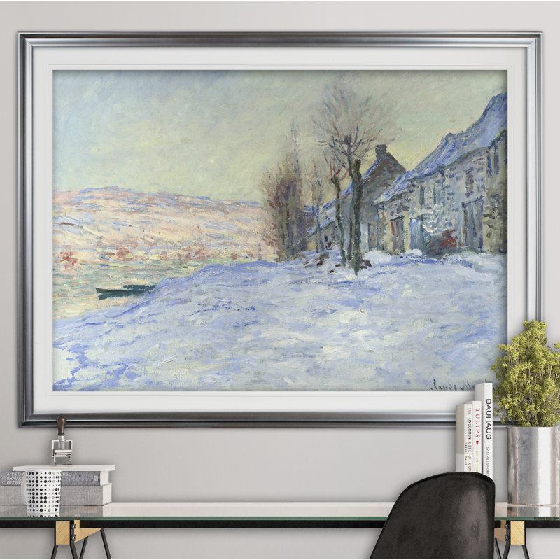 «Sun and Snow» par Claude Monet, reproduction, Cadre argenté, H 31 po x l 43 po x P 1,5 po
