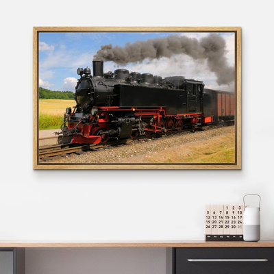 " Steam Train With Black Smoke Running On Island Rugen Northern Germany "