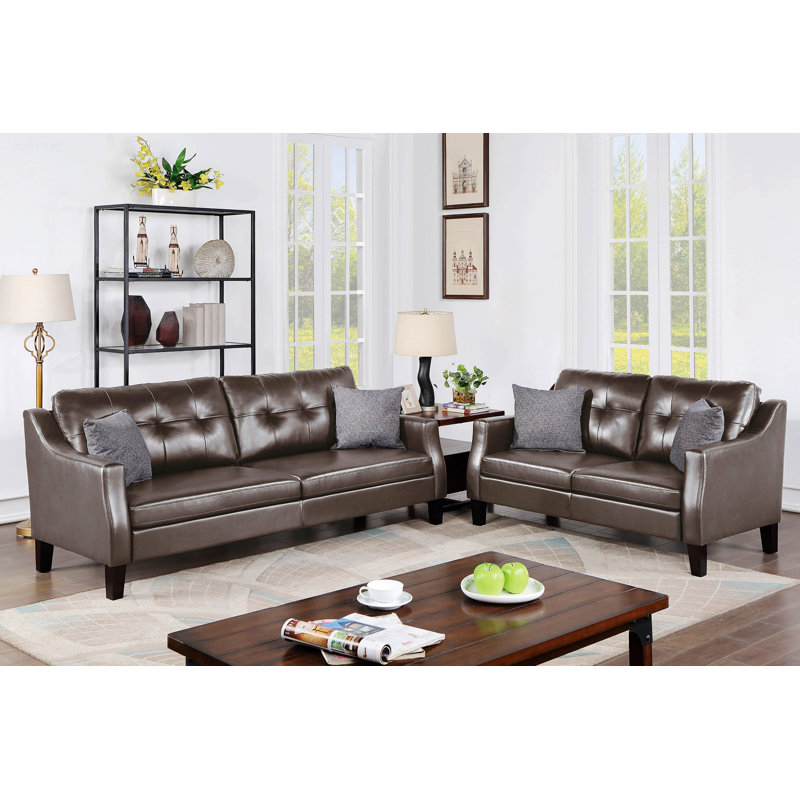 Sofa Set, One Sofa And One Loveseat, Brown
