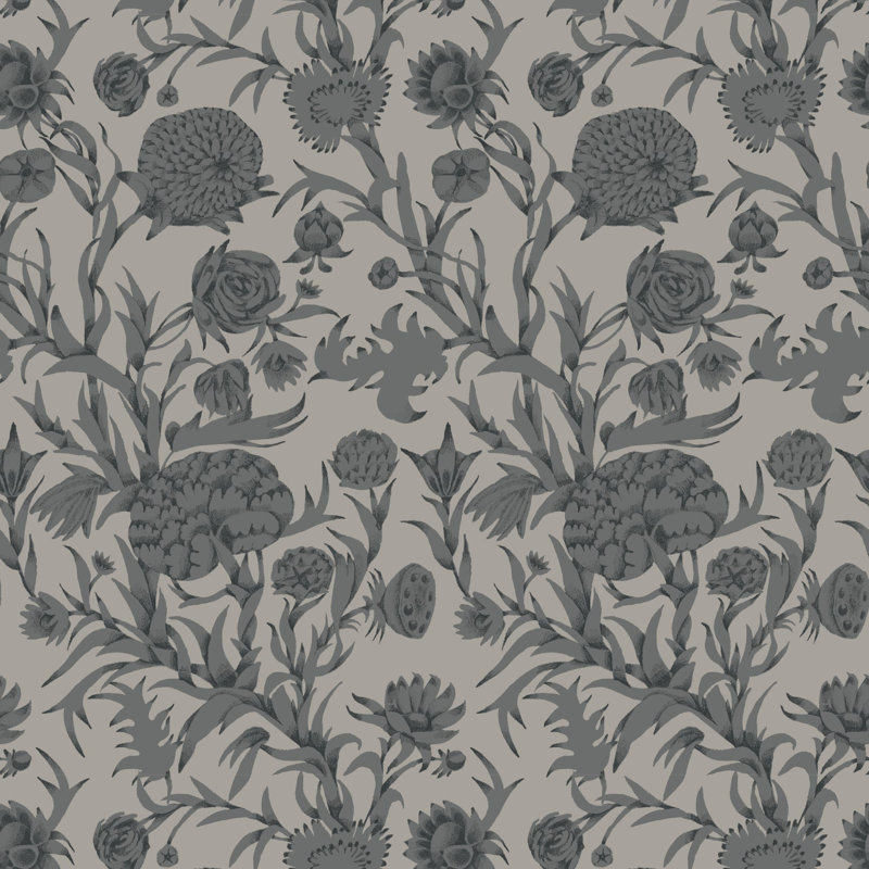Blooming Thicket - Wallpaper, Ash, Peel & Stick