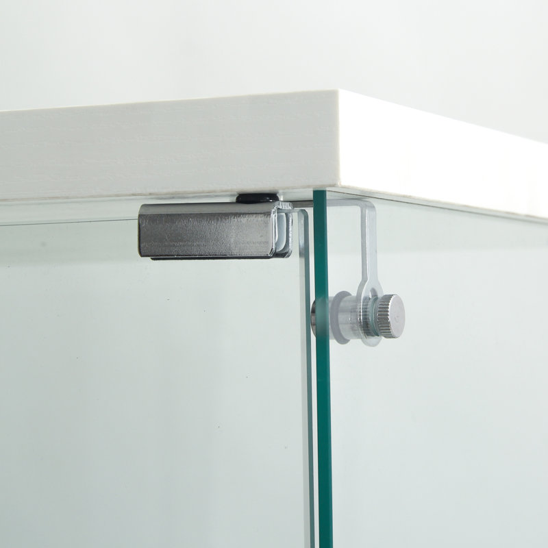 Vitrine à deux portes avec 4 lumières DEL et 4 tablettes en verre pour le salon, la chambre à coucher et le bureau, blanc