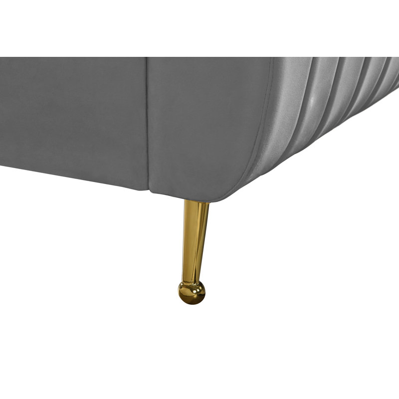 Lit plateforme tapissier à profil bas Zara, Grand, Velours gris