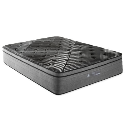 Matelas simple TG 15 po - Pure Ice Ultra. Une expérience de sommeil rafraîchissante et 2 po avec cuivre, gel, argent, graphite. Bobines enveloppées de bruit. Fabriqué en graphite pour une détente profonde. Périmètre de bruit réduit