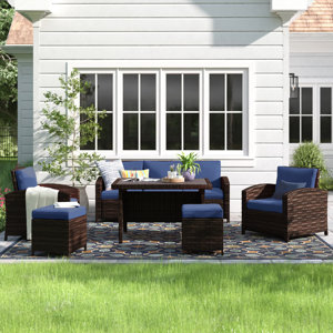 Parkhurst 6 Piece Rattan Lounge Dining with Cushions (item is incomplete box 2 of 2) 