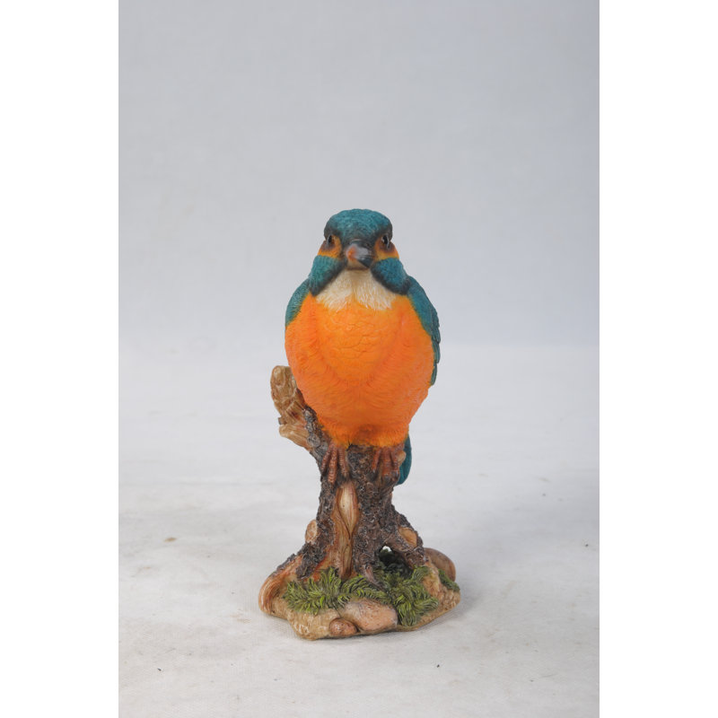 Life-Sized Kingfisher on Stump Garden Statue