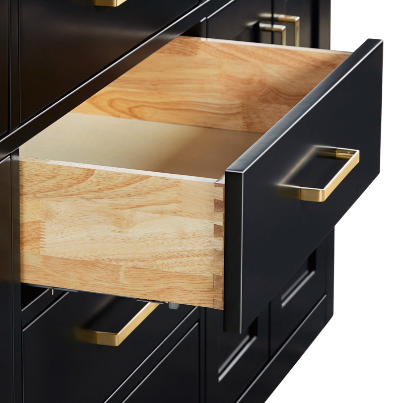 Hepburn 66'' Double Bathroom Vanity Base Only, Black, Satin Brass